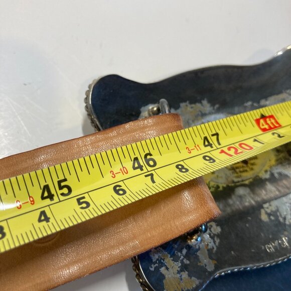 ADM Silversmith Col Texas Lone Star State Belt Buckle 40 Leather Belt Hand Made - Picture 2 of 16